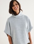 Ella J Rollneck Short Sleeve Textured Knit Top, Petrel product photo