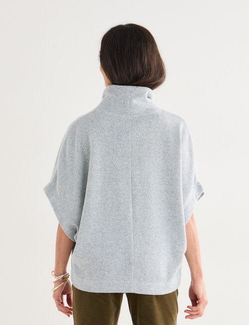Ella J Rollneck Short Sleeve Textured Knit Top, Petrel product photo View 02 L