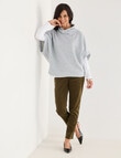 Ella J Rollneck Short Sleeve Textured Knit Top, Petrel product photo View 03 S