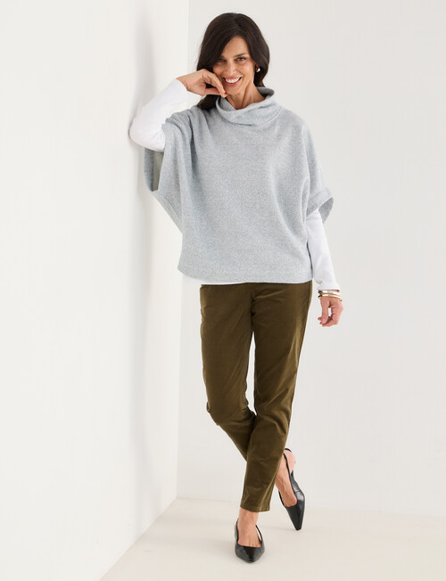Ella J Rollneck Short Sleeve Textured Knit Top, Petrel product photo View 03 L