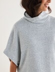 Ella J Rollneck Short Sleeve Textured Knit Top, Petrel product photo View 04 S