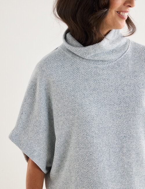 Ella J Rollneck Short Sleeve Textured Knit Top, Petrel product photo View 04 L