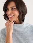 Ella J Rollneck Short Sleeve Textured Knit Top, Petrel product photo View 05 S