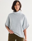 Ella J Rollneck Short Sleeve Textured Knit Top, Petrel product photo View 06 S