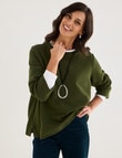Ella J Textured Long Sleeve Knit Top, Pine product photo