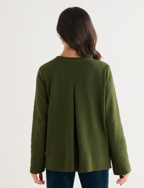 Ella J Textured Long Sleeve Knit Top, Pine product photo View 02 L