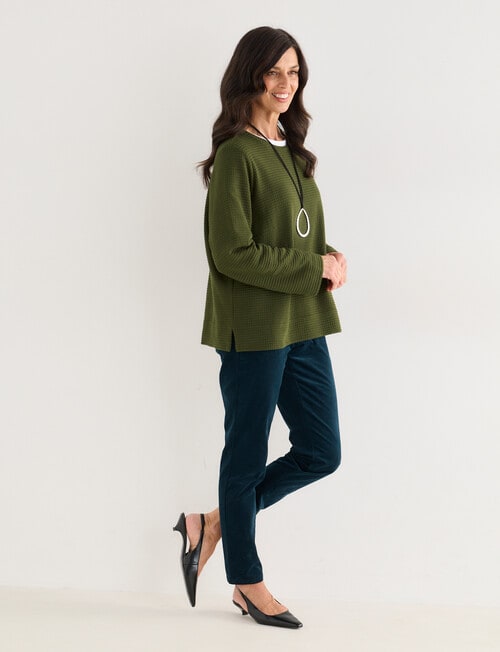 Ella J Textured Long Sleeve Knit Top, Pine product photo View 03 L