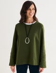 Ella J Textured Long Sleeve Knit Top, Pine product photo View 06 S