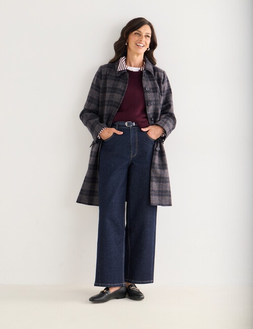 Ella J Coat, Navy Check product photo View 03 L
