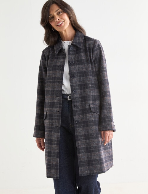 Ella J Coat, Navy Check product photo View 05 L