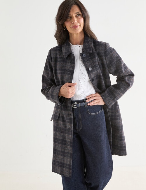 Ella J Coat, Navy Check product photo View 06 L