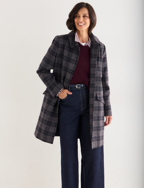 Ella J Coat, Navy Check product photo View 09 L