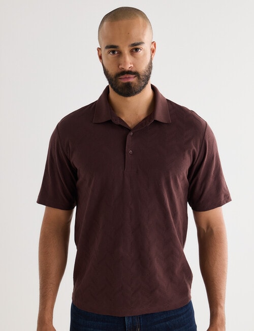 Gasoline Textured Polo Shirt, Chocolate product photo View 05 L