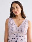 Whistle Sleep Knee Length Lace Slip Nightie , Dusk Print product photo View 04 S