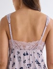 Whistle Sleep Knee Length Lace Slip Nightie , Dusk Print product photo View 05 S