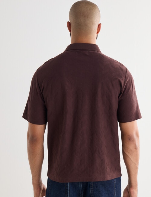 Gasoline Textured Polo Shirt, Chocolate product photo View 02 L