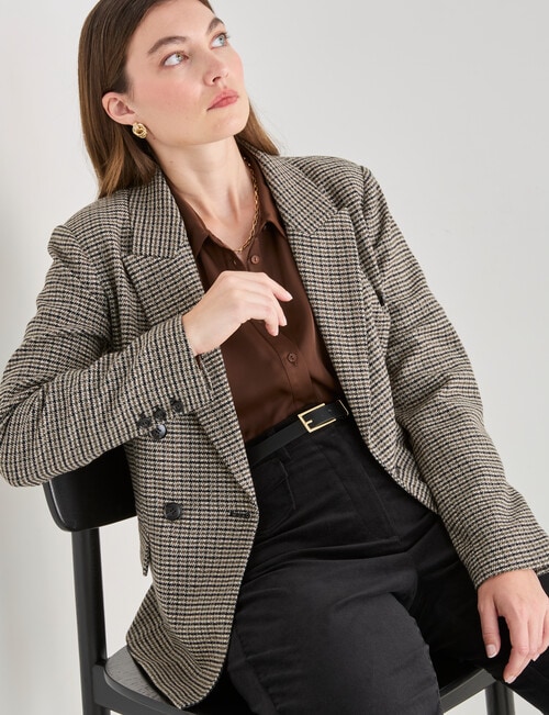 Whistle Houndstooth Blazer, Black Multi product photo