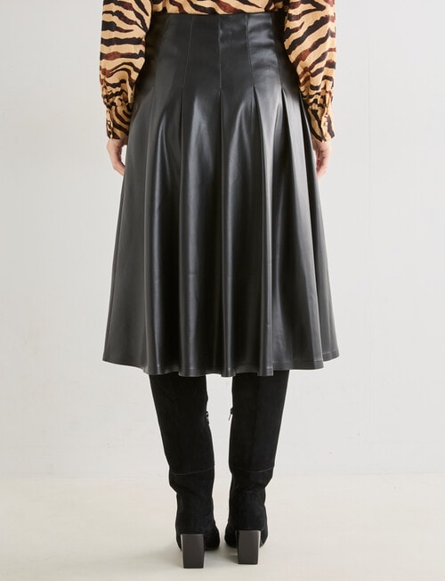 Whistle Leatherette Pleat Midi Skirt, Black product photo View 02 L