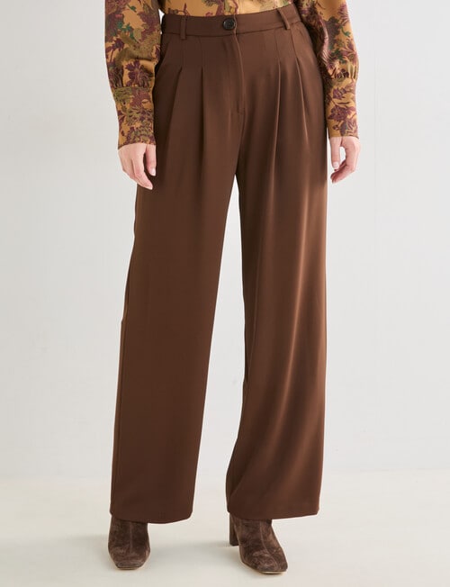 Whistle Fashion Straight Leg Pant, Regular Length Chocolate product photo
