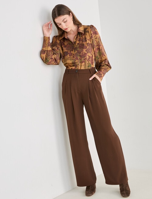 Whistle Fashion Straight Leg Pant, Regular Length Chocolate product photo View 03 L