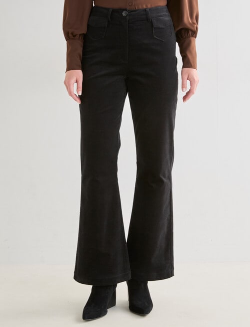 Whistle Velvet Flare Pant , Jet Black product photo View 02 L