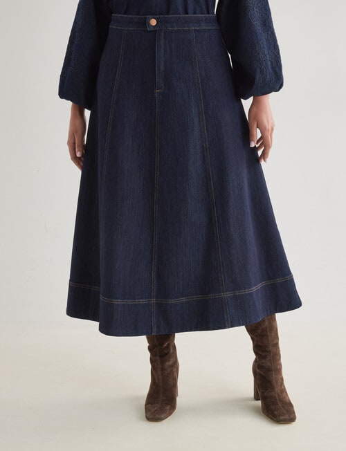 Whistle Denim Midi Skirt, Rinse product photo