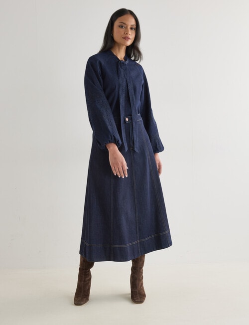 Whistle Denim Midi Skirt, Rinse product photo View 03 L