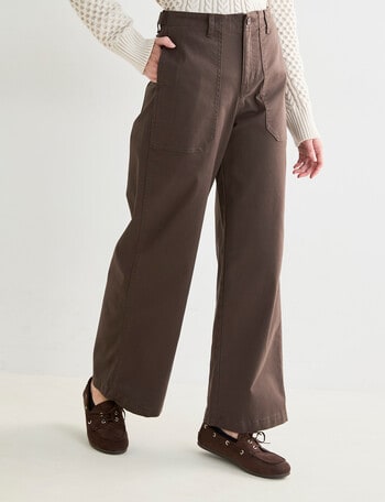 Zest Wide Leg Carpenter Pant, Chocolate product photo