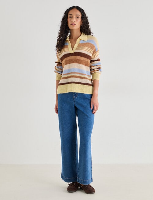 Zest Retro Striped Sweater, Lemon Stripe product photo View 03 L