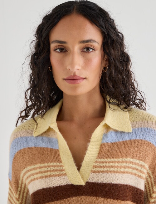 Zest Retro Striped Sweater, Lemon Stripe product photo View 04 L