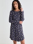 Zest Sleep Ditsy Long Sleeve Rib Nightie, Graphite, 8-18 product photo View 03 S