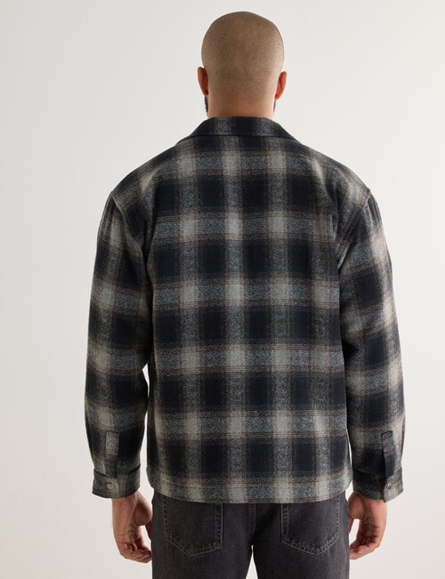 Gasoline Wool Blend Check Jacket, Black product photo View 02 L