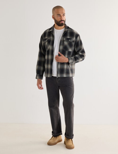 Gasoline Wool Blend Check Jacket, Black product photo View 03 L