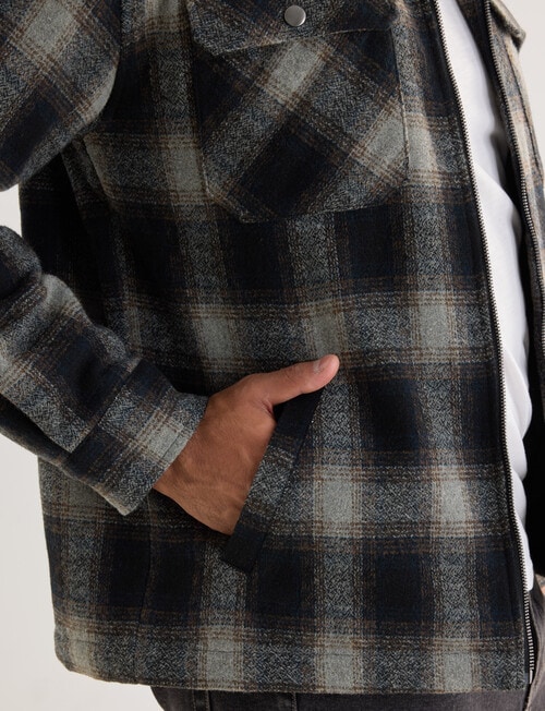 Gasoline Wool Blend Check Jacket, Black product photo View 05 L