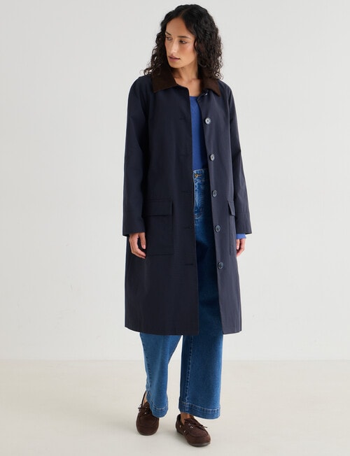 Zest Longline Barn Coat, Navy product photo View 03 L