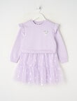 Mac & Ellie Hearts Long Sleeve Fleece Tulle Dress, Lilac product photo