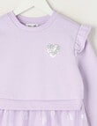 Mac & Ellie Hearts Long Sleeve Fleece Tulle Dress, Lilac product photo View 02 S