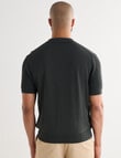 Gasoline Crochet Short Sleeve Knit Polo Shirt, Black product photo View 02 S