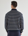 Gasoline Quarter Zip Stripe Jumper, Navy product photo View 02 S