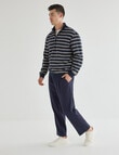 Gasoline Quarter Zip Stripe Jumper, Navy product photo View 03 S