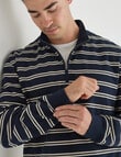 Gasoline Quarter Zip Stripe Jumper, Navy product photo View 04 S