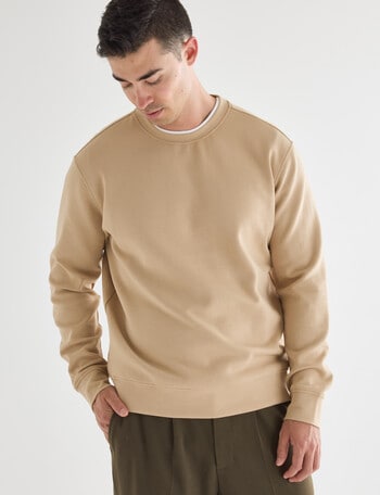 Gasoline Crew Neck Sweater, Tan product photo