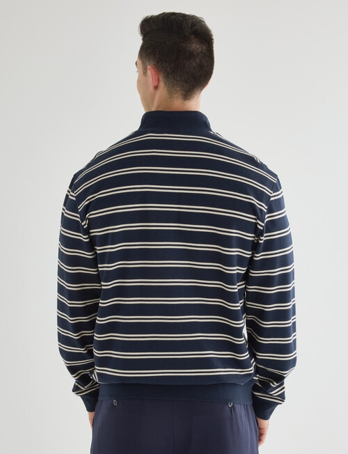 Gasoline Quarter Zip Stripe Jumper, Navy product photo View 02 L