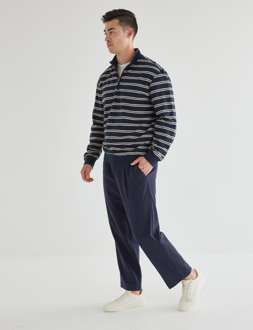 Gasoline Quarter Zip Stripe Jumper, Navy product photo View 03 L