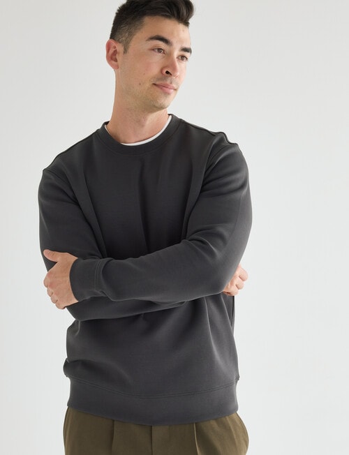 Gasoline Crew Neck Sweater, Washed Black product photo