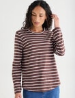 Zest Organic Cotton Stripe Long Sleeve Tee, Chocolate product photo