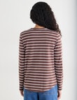 Zest Organic Cotton Stripe Long Sleeve Tee, Chocolate product photo View 02 S