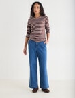 Zest Organic Cotton Stripe Long Sleeve Tee, Chocolate product photo View 03 S