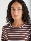 Zest Organic Cotton Stripe Long Sleeve Tee, Chocolate product photo View 04 S