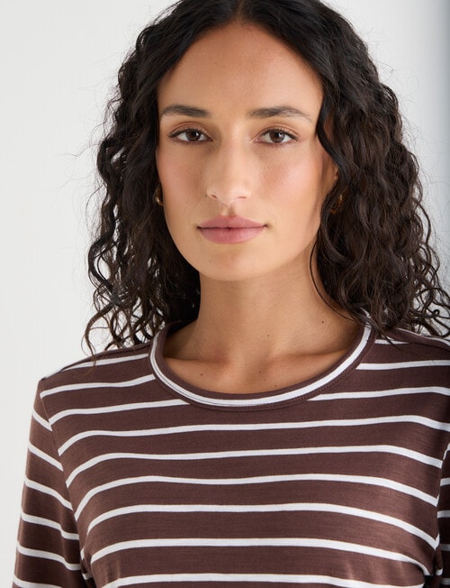 Zest Organic Cotton Stripe Long Sleeve Tee, Chocolate product photo View 04 L